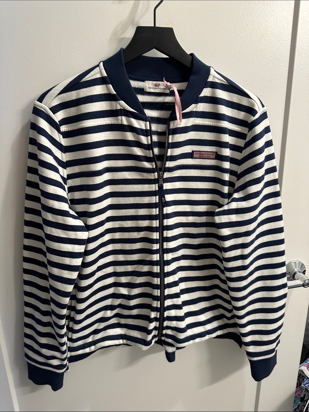 Vineyard Vines Navy & White Striped Kids Bomber Jacket
